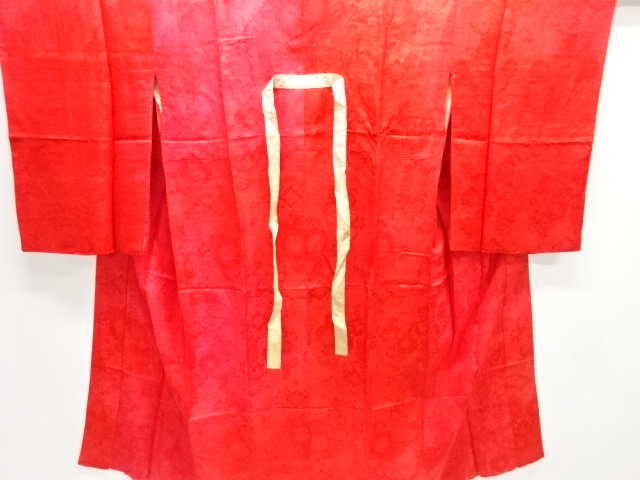 JAPANESE KIMONO / ANTIQUE JUBAN / SILK / WOVEN FLORAL KUSUDAMA